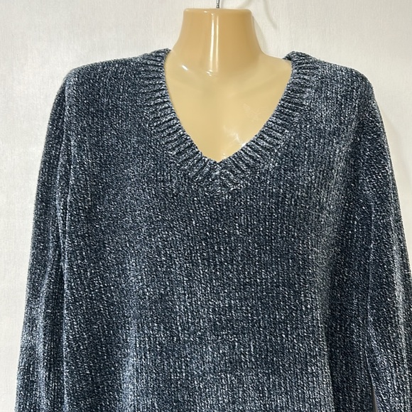 ORVIS WOMENS SWEATER CHENILLE SOFT COMFORT PULLOVER HIGH LOW HEM GREY SZ MD - Picture 3 of 10